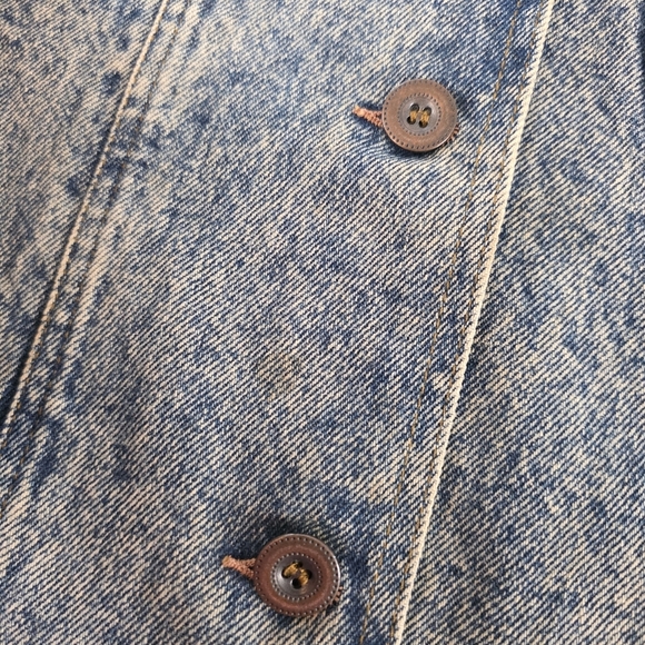 Vintage 80s Lee Long Line Denim Corduroy Collar Chore Barn Jacket Medium USA - Picture 3 of 9